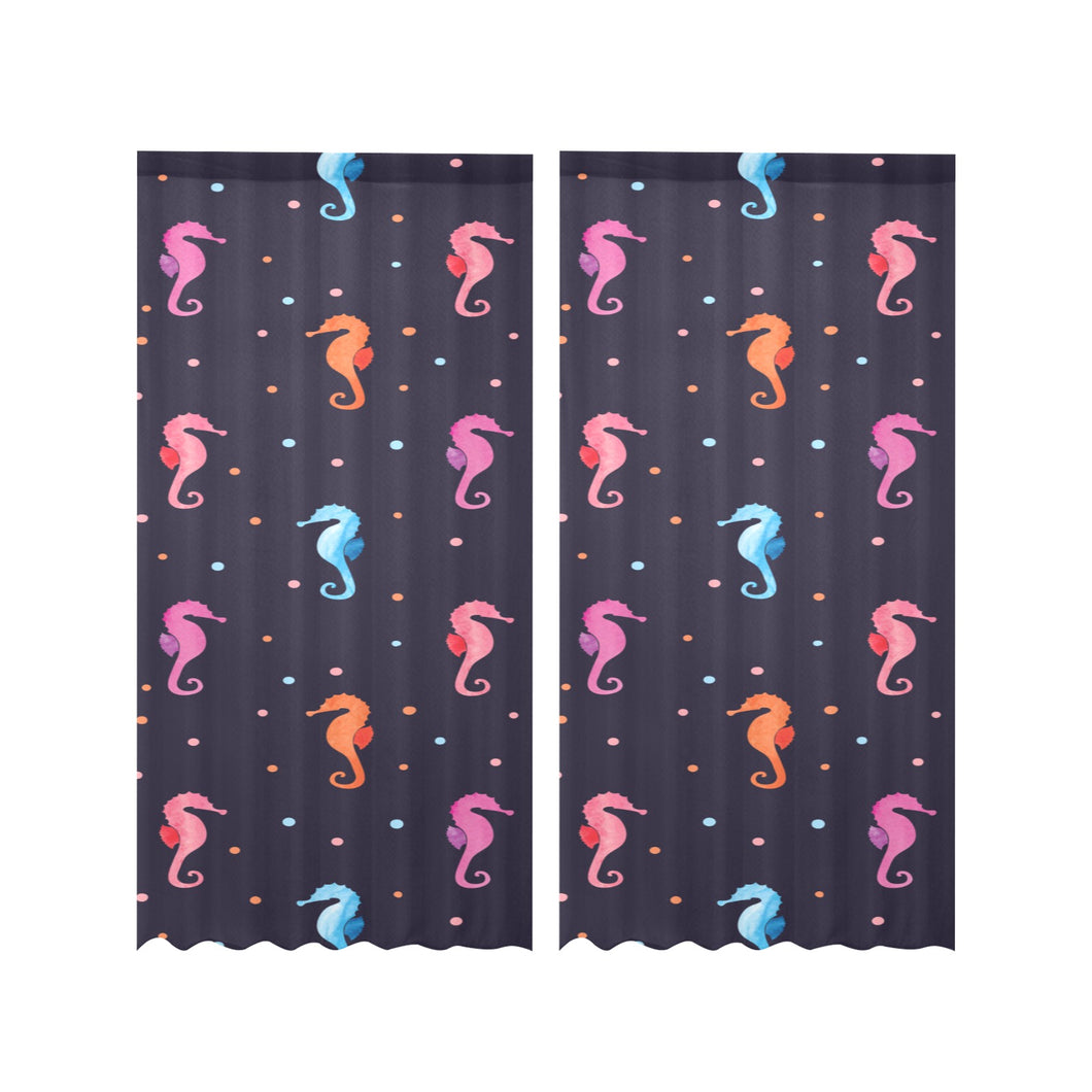 Watercolor colorful seahorse pattern Gauze Curtain