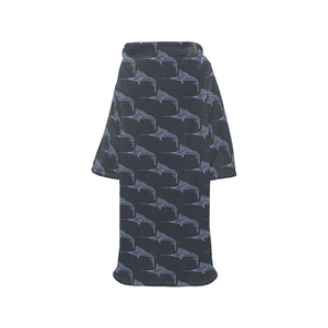 Swordfish Pattern Print Design 03 Blanket Robe with Sleeves