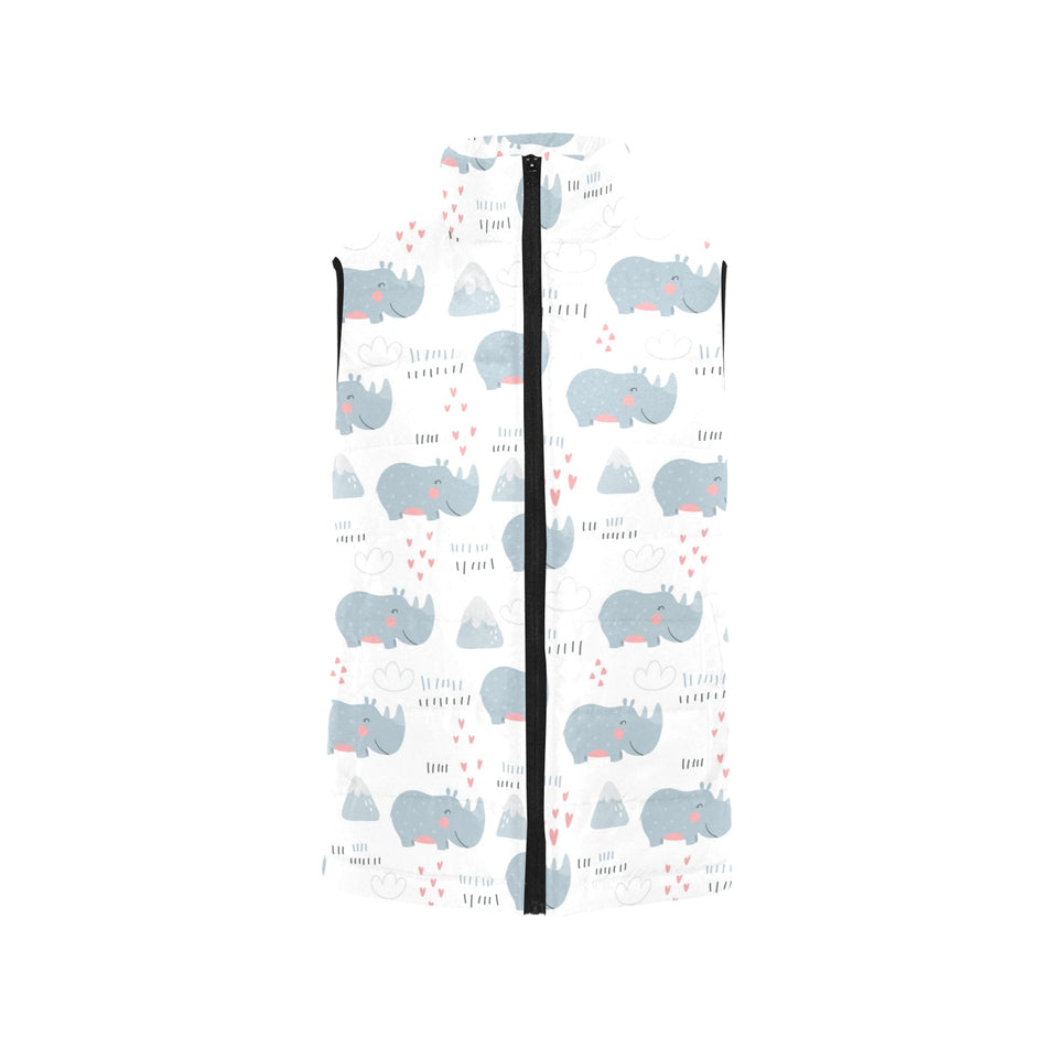 cute rhino heart pattern Women's Padded Vest