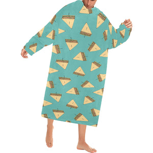 Sandwich Pattern Print Design 03 Blanket Robe with Sleeves