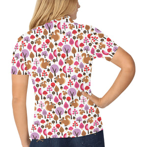 Squirrel Pattern Print Design 02 Women's All Over Print Polo Shirt
