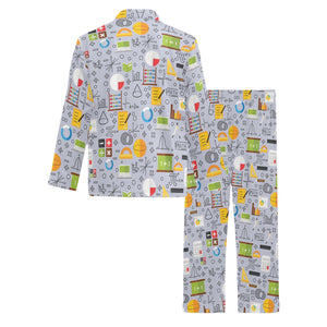 Math Pattern Print Design 04 Men's Long Pajama Set