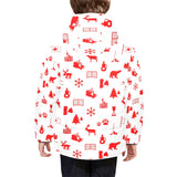 Canada Pattern Print Design 04 Kids' Boys' Girls' Padded Hooded Jacket