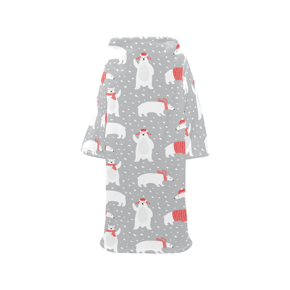 Cute polar bear christmas snow pattern Blanket Robe with Sleeves