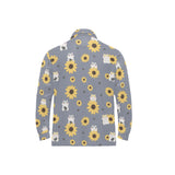 Cute hamster sunflower pattern background Men's Long Sleeve Polo Shirt