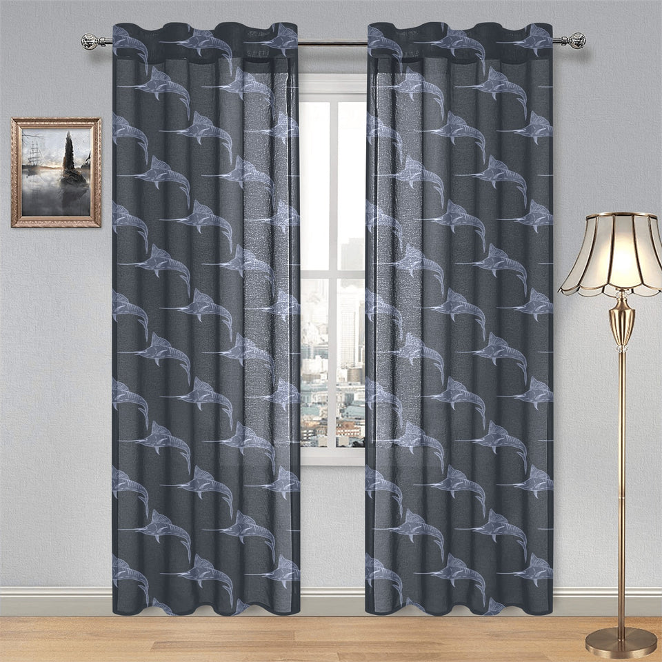 Swordfish Pattern Print Design 03 Gauze Curtain