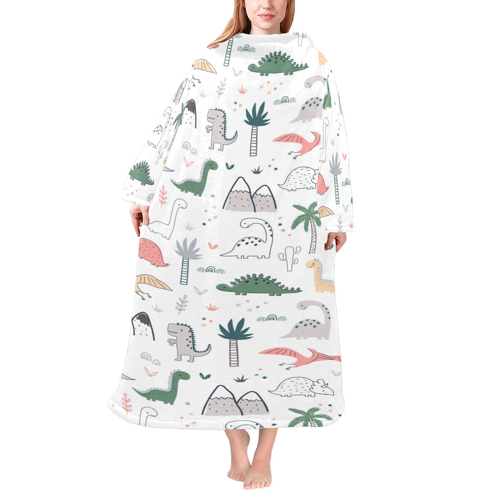 Cute cartoon dinosaurs tree pattern Blanket Robe with Sleeves