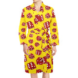 Dice Pattern Print Design 04 Men's Long Sleeve Belted Night Robe