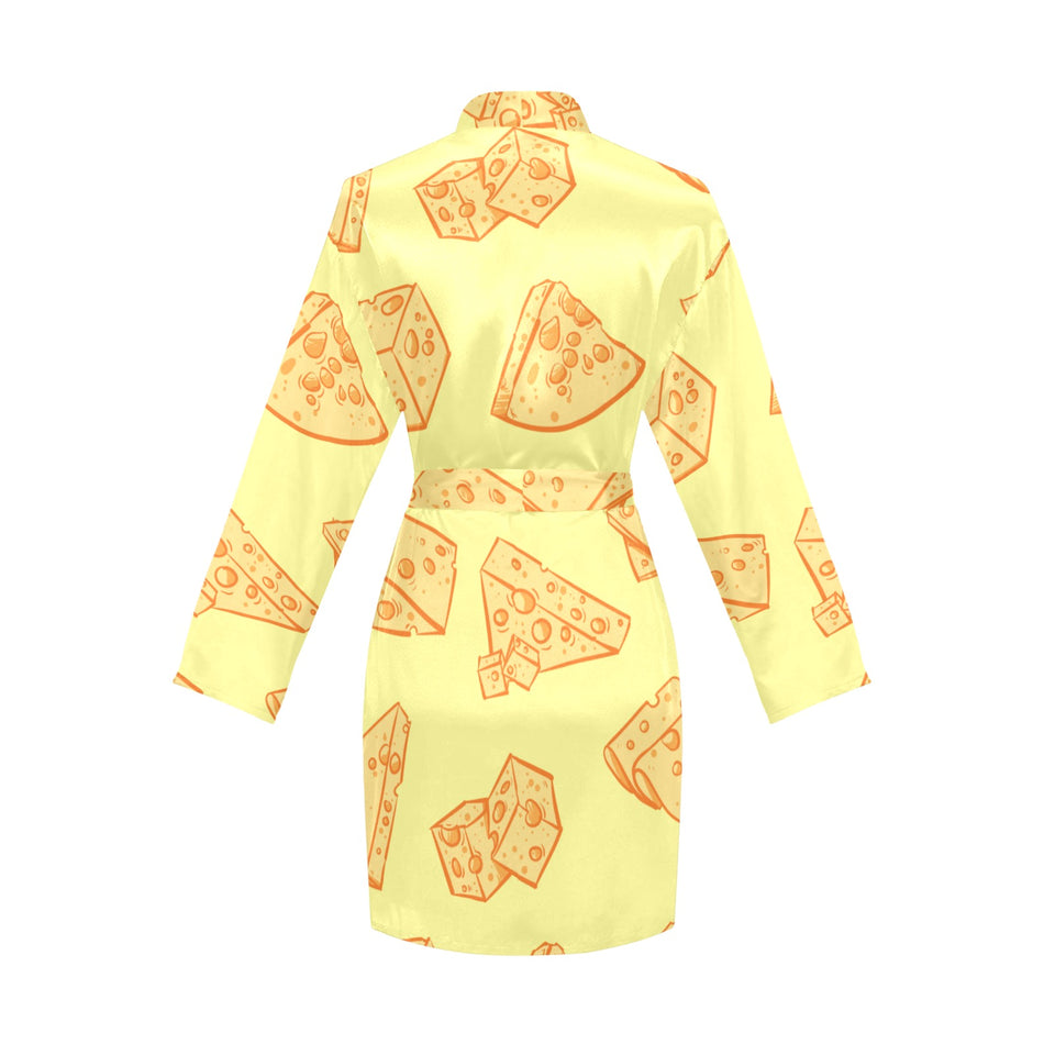 Cheese design pattern Women's Long Sleeve Belted Night Robe
