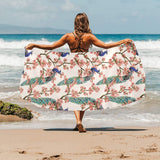 Peacock tropical flower pattern Beach Towel
