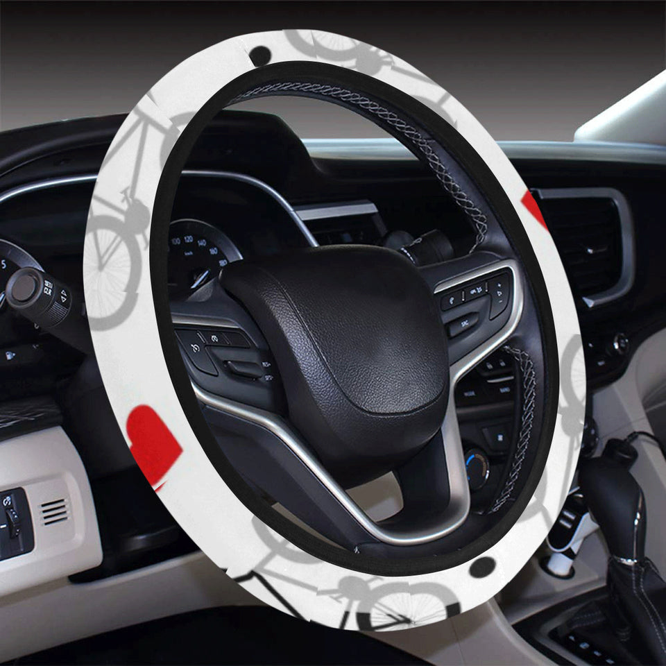 Bicycle Pattern Print Design 04 Car Steering Wheel Cover