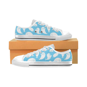 Cute white sea lion seals pattern Men's Low Top Shoes White