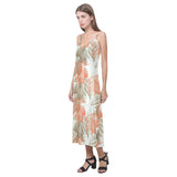Cocoa beans Cocoa tree pattern V-Neck Open Fork Long Dress