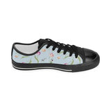 Watercolor Tulips pattern Kids' Boys' Girls' Low Top Canvas Shoes Black