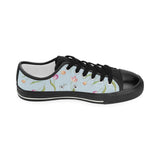 Watercolor Tulips pattern Women's Low Top Canvas Shoes Black