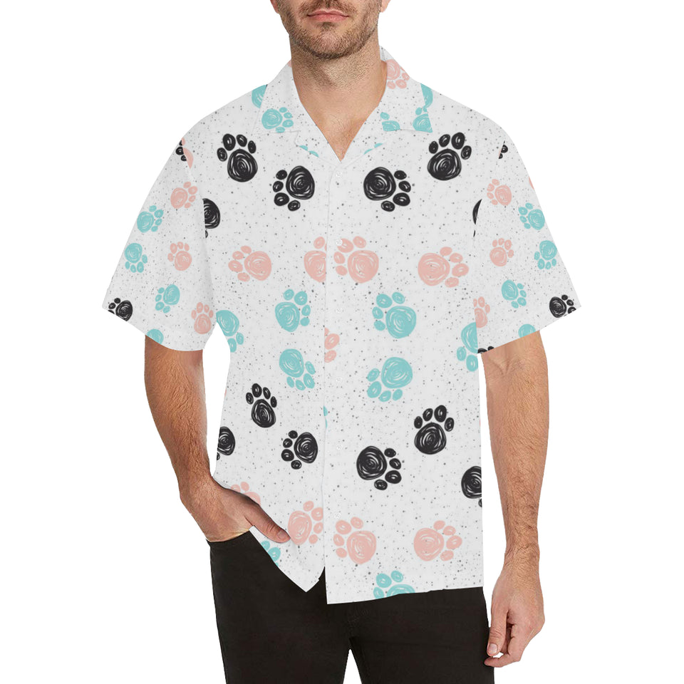 Dog Paws Pattern Print Design 04 Men's All Over Print Hawaiian Shirt (Model T58)