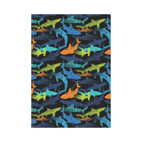 Colorful shark House Flag Garden Flag