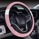 Llama Alpaca pink background Car Steering Wheel Cover