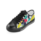 watercolor bowling ball pins Women's Low Top Canvas Shoes Black