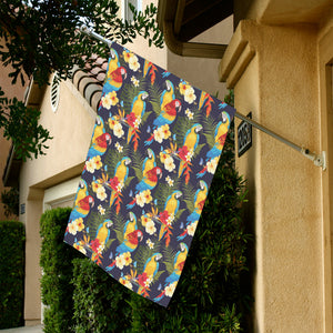 Colorful parrot flower pattern House Flag Garden Flag