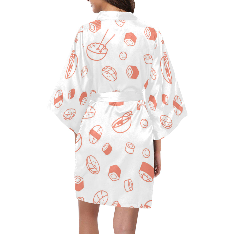 Sushi pattern Women's Short Kimono Robe