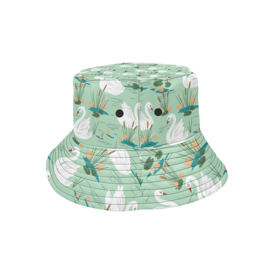 White swan lake pattern Unisex Bucket Hat