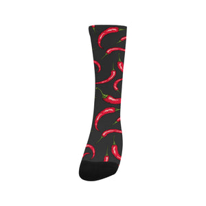 Chili peppers pattern black background Crew Socks