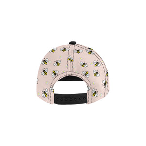 Cute bee flower pattern pink background All Over Print Snapback Cap