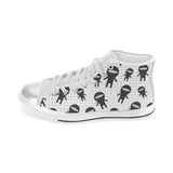 Ninja pattern plaid background Women's High Top Canvas Shoes White