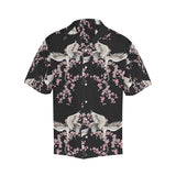 Japanese crane pink sakura pattern Men's All Over Print Hawaiian Shirt