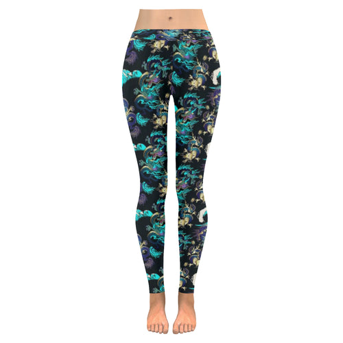 Dragon sea wave pattern Women's Legging Fulfilled In US