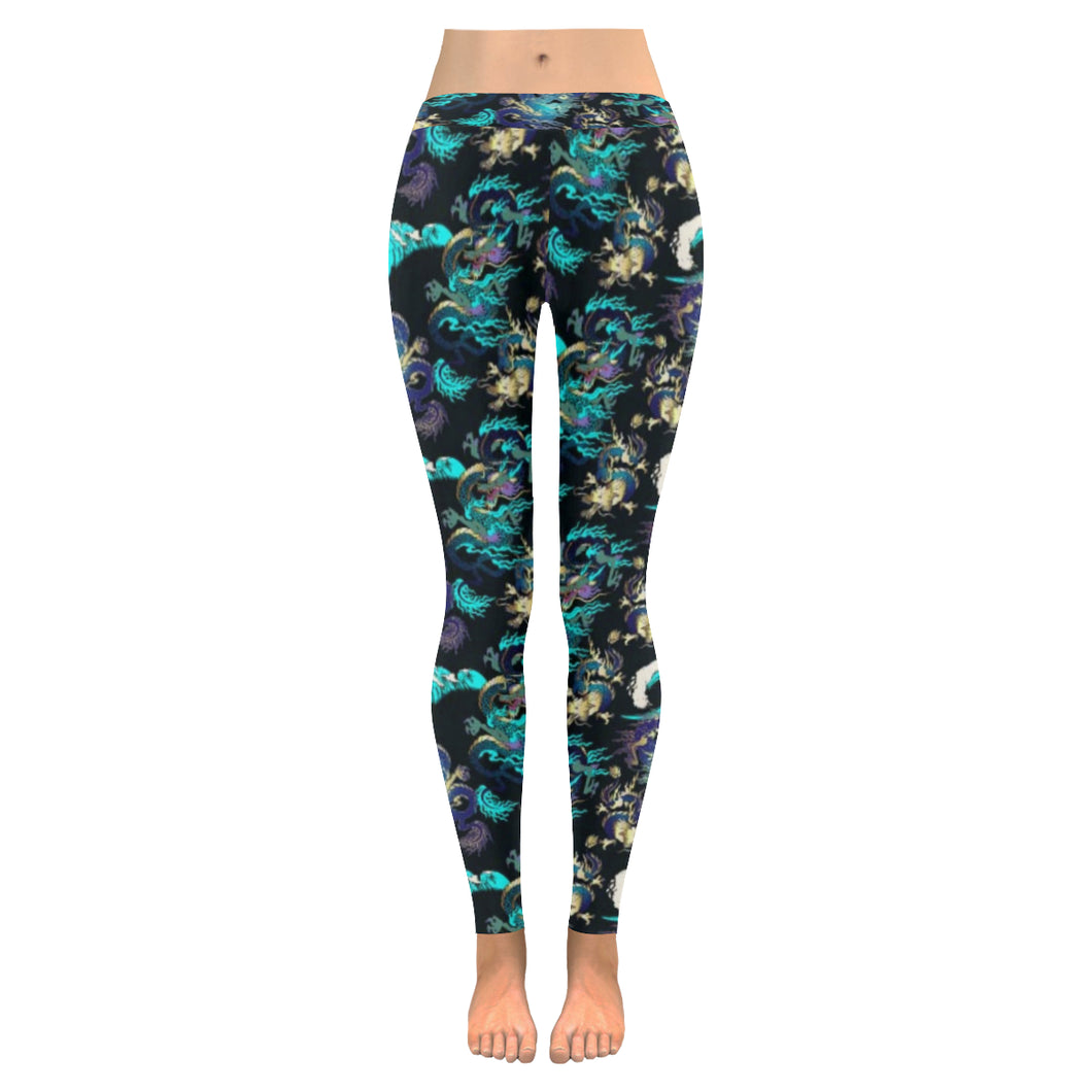 Dragon sea wave pattern Women's Legging Fulfilled In US