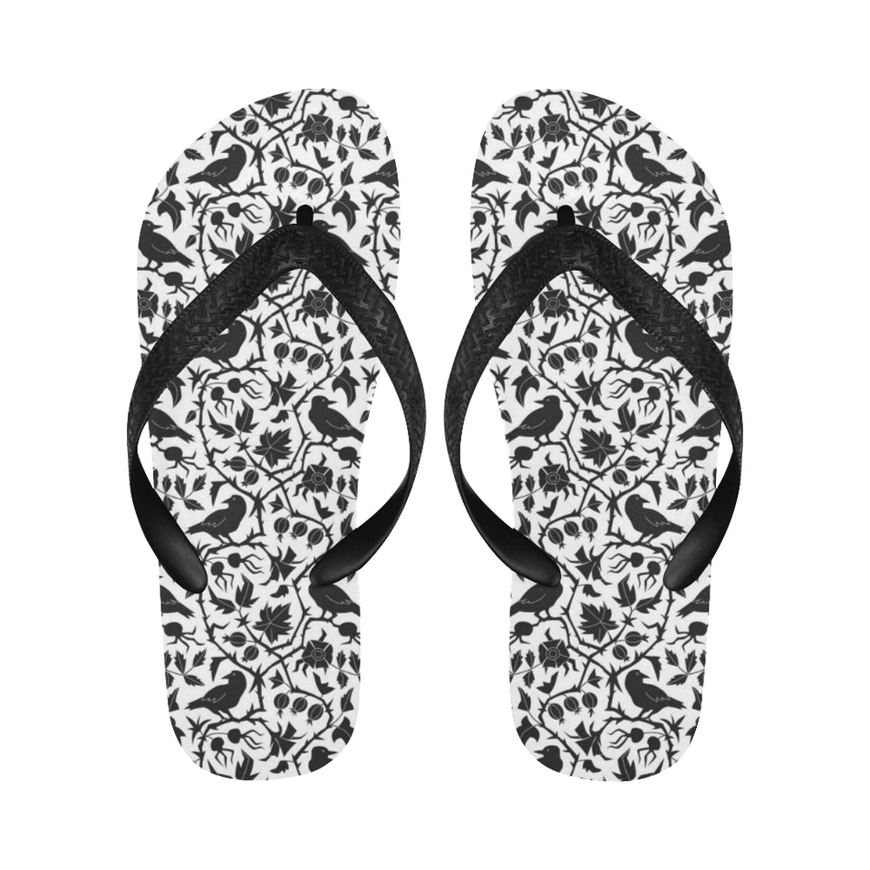 Crow dark floral pattern Unisex Flip Flops