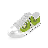 kiwi black dot background Men's Low Top Canvas Shoes White