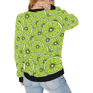 Slices of Lime design pattern Women's Crew Neck Sweatshirt