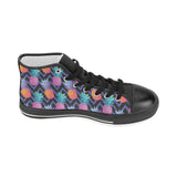 Pineapples pattern zigzag background Women's High Top Canvas Shoes Black