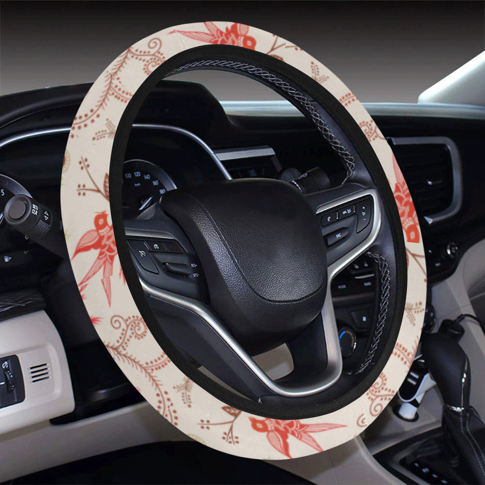 Swallow Pattern Print Design 01 Car Steering Wheel Cover