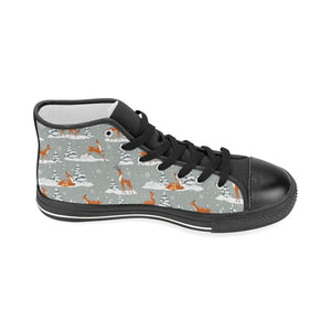 Beautiful deers Winter Christmas Women's High Top Canvas Shoes Black