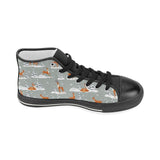 Beautiful deers Winter Christmas Women's High Top Canvas Shoes Black