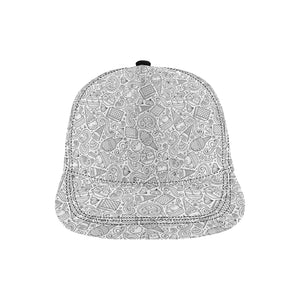 Cartoon hand drawn ice cream black white All Over Print Snapback Cap