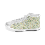 Hand drawn sea turtle fish pattern Women's High Top Canvas Shoes White