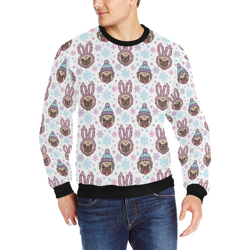 Cute pug hat rabbit costume pattern Men's Crew Neck Sweatshirt