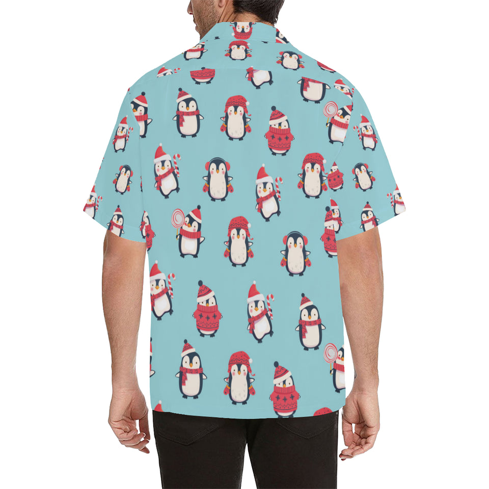 Cute penguin christmas  design pattern Men's All Over Print Hawaiian Shirt