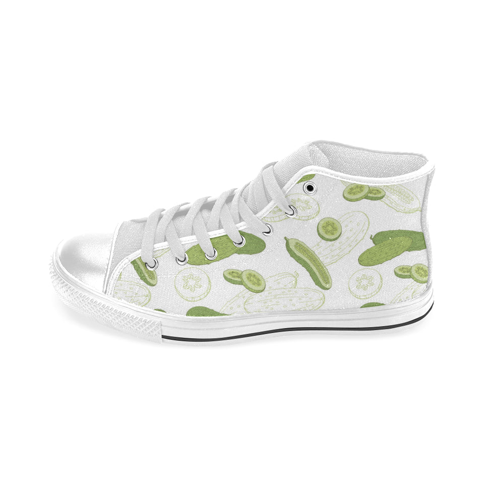 Cucumber sketch pattern Men's High Top Canvas Shoes White