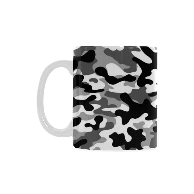 Black white camouflage pattern Classical White Mug (Fulfilled In US)