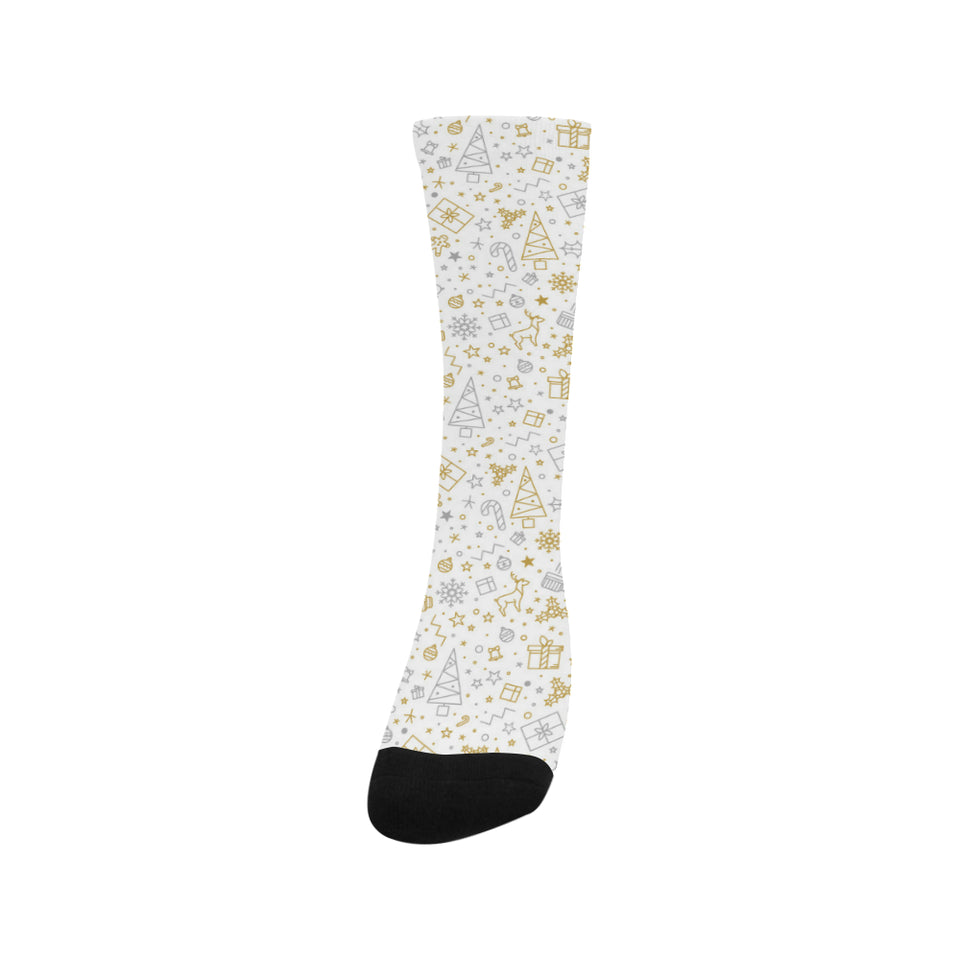 Christmas tree Christmas element Silver gold patte Crew Socks