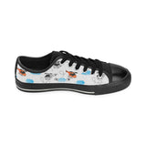 Watercolor helicopter cloud pattern Men's Low Top Canvas Shoes Black