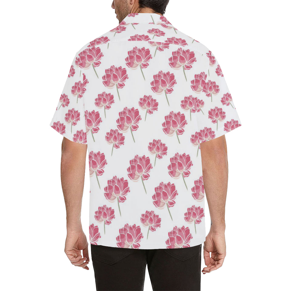 Pink lotus waterlily pattern Men's All Over Print Hawaiian Shirt