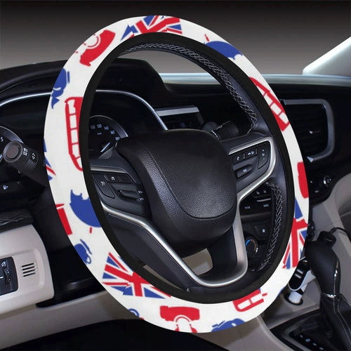 British Pattern Print Design 01 Car Steering Wheel Cover