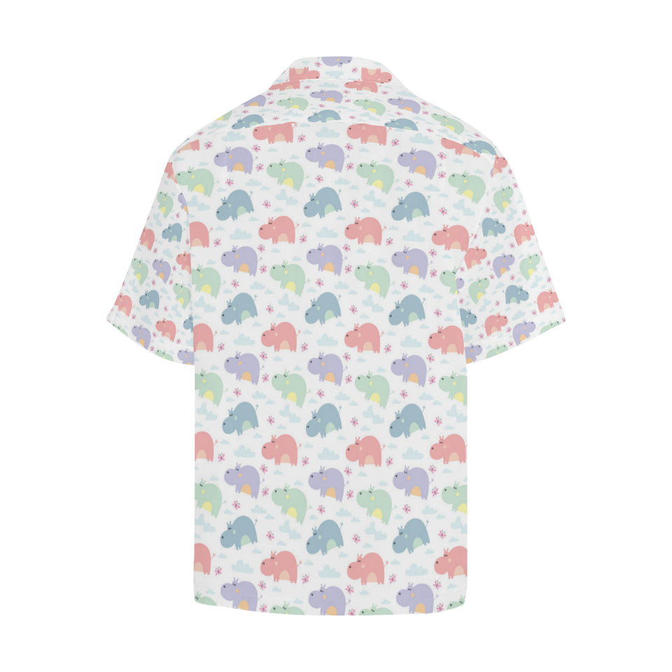 Hippopotamus Pattern Print Design 03 Men's All Over Print Hawaiian Shirt (Model T58)